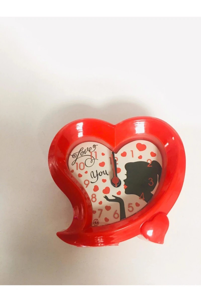 Event Party Store Sevgiliye Hediye Kırmızı Kalp Masa Saati 9cm x 10CM