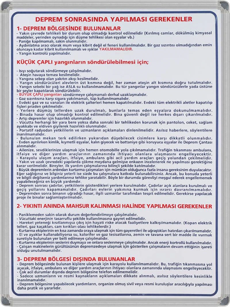 Panda Eğitim Deprem Öncesi Alüminyum Çerçeve 50X70 Pan 518