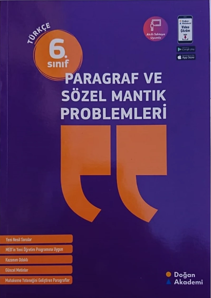 Doğan Akademi 6. Sınıf Paragraf ve Sözel Mantık PROBLEMLERI-2020