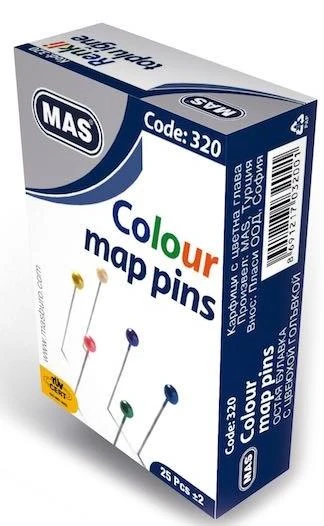 Mas Toplu İğne Renkli Başlı 32 Mm 320