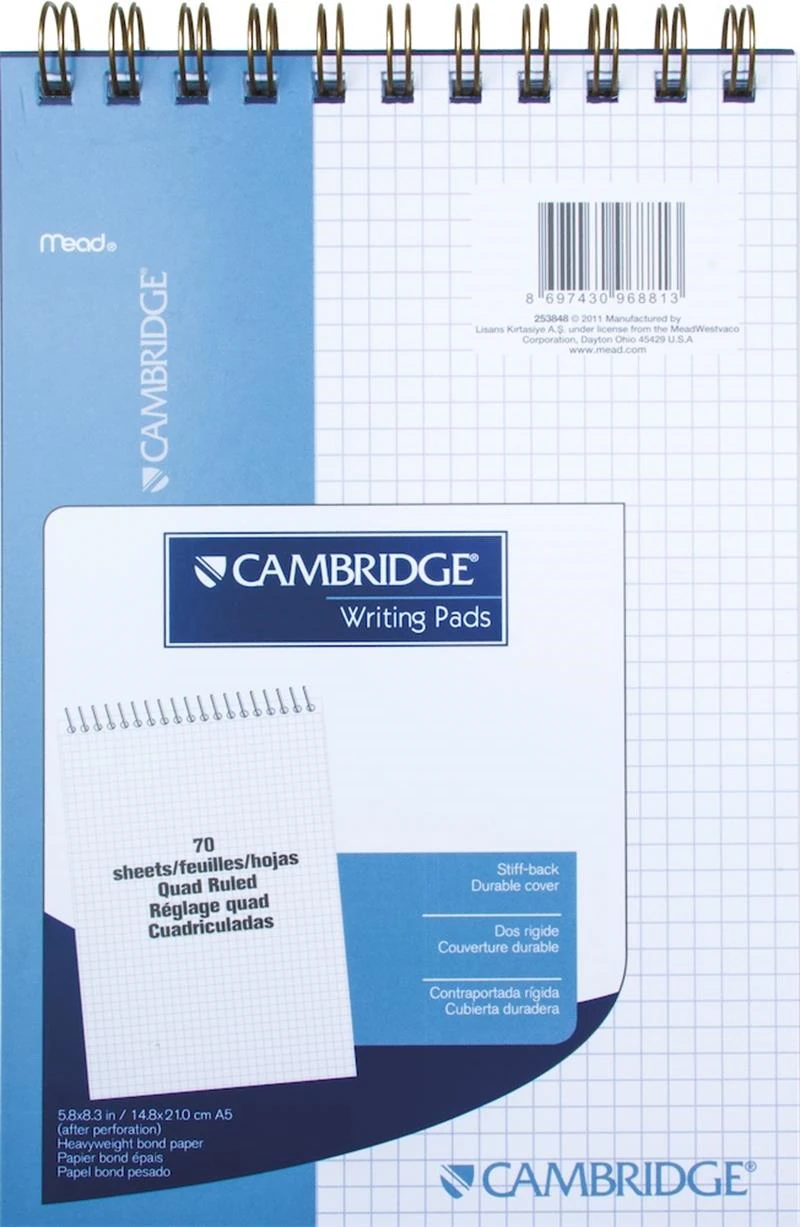 Mead Bloknot Cambrıdge Spiralli Karton Kapak A5 Beyaz 70 Yp Kareli M-253848