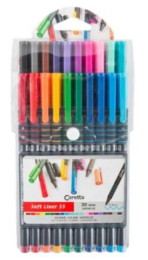 Caretta Keçeli Kalem 55 Soft Lıner 20 Li Karışık Renk C-S-55-20Pvc