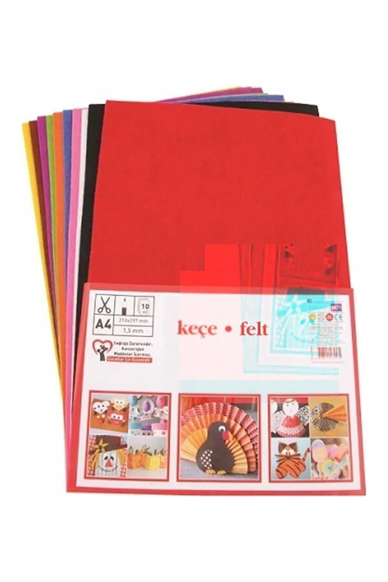 Keçe 20x30 cm 10 Renk Yapışkanlı