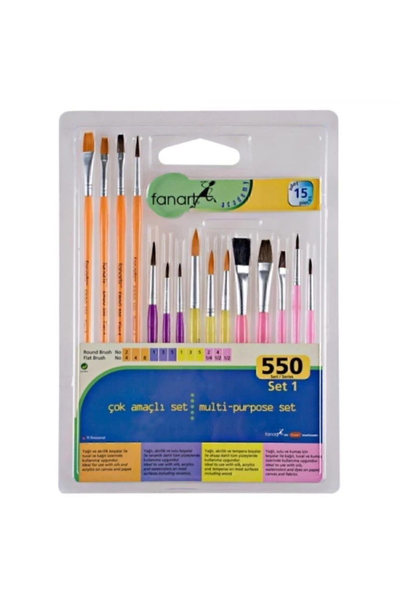 Fanart Lv-F-7550.S1 Academy 550 Fırça Seti 15Li