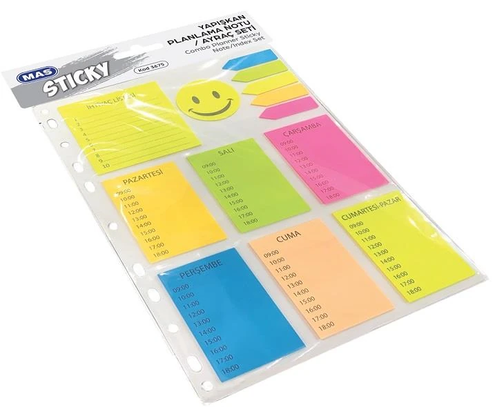 Mas Yapışkanlı Not Kağıdı Kombo Günlük Plan Set 18S 3675