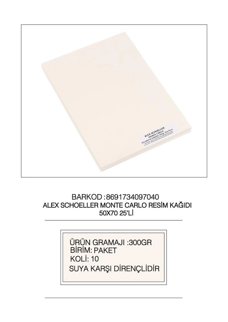 Alex Alx-7040 50*70 300Gr 25Li M.Carlo