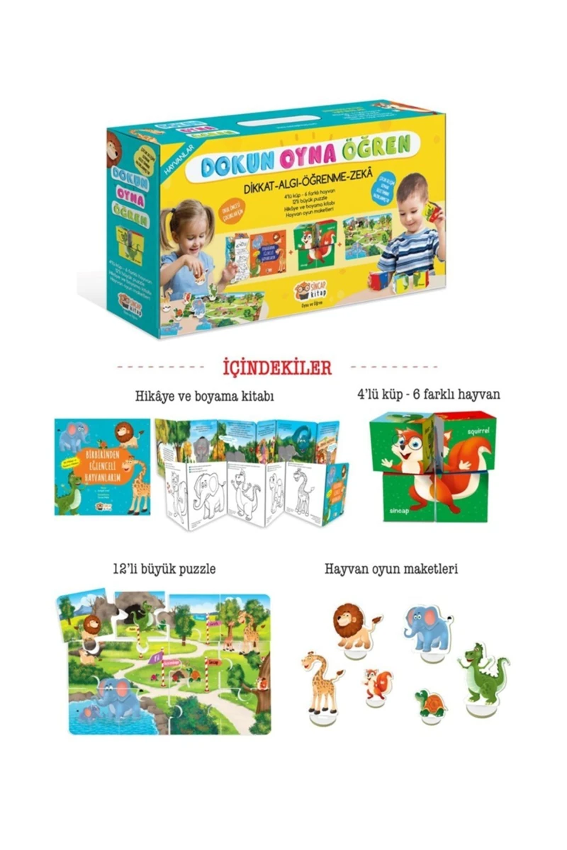 Dokun Oyna Öğren Seti: Hayvanlar (Dikkat - Algı - Öğrenme - Zeka)