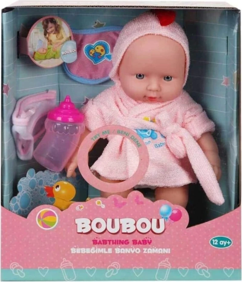 Boubou Bornozlu Sesli Bebek 26 cm / Pembe / Oyuncak Bebek