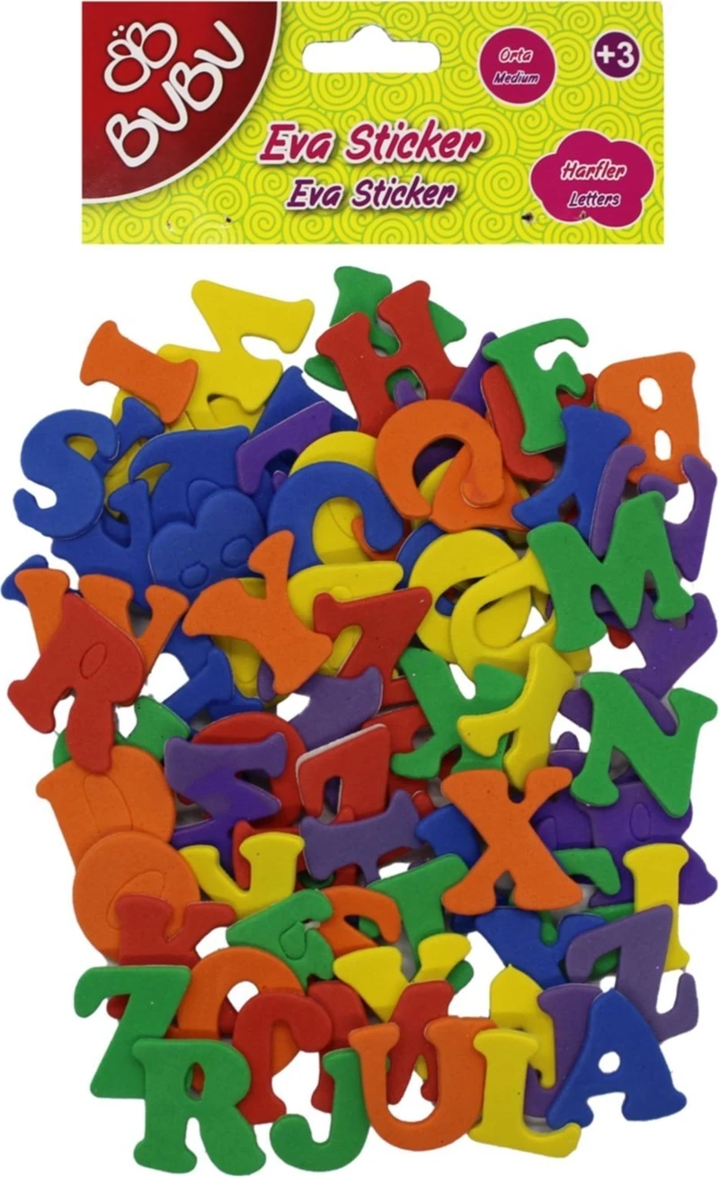 Bubu ST0099 Eva Sticker Harfler Orta Boy Karışık Renkler