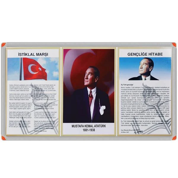 Panda Eğitim 3'Lü Milli Levha Alüminyum Çerçeve 45X90 Pan 419