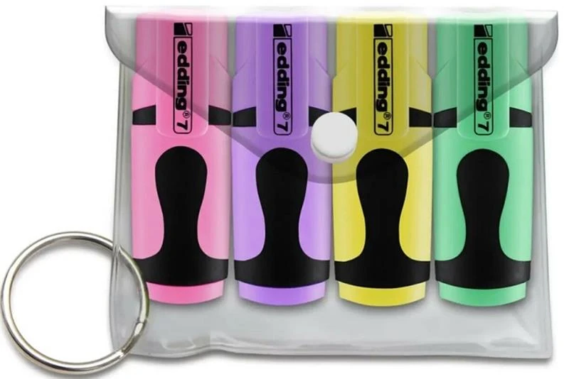Edding Ed7P499Pas Mini Fosforlu Kalem Pastel Renkler 4Lü Poşet Karışık