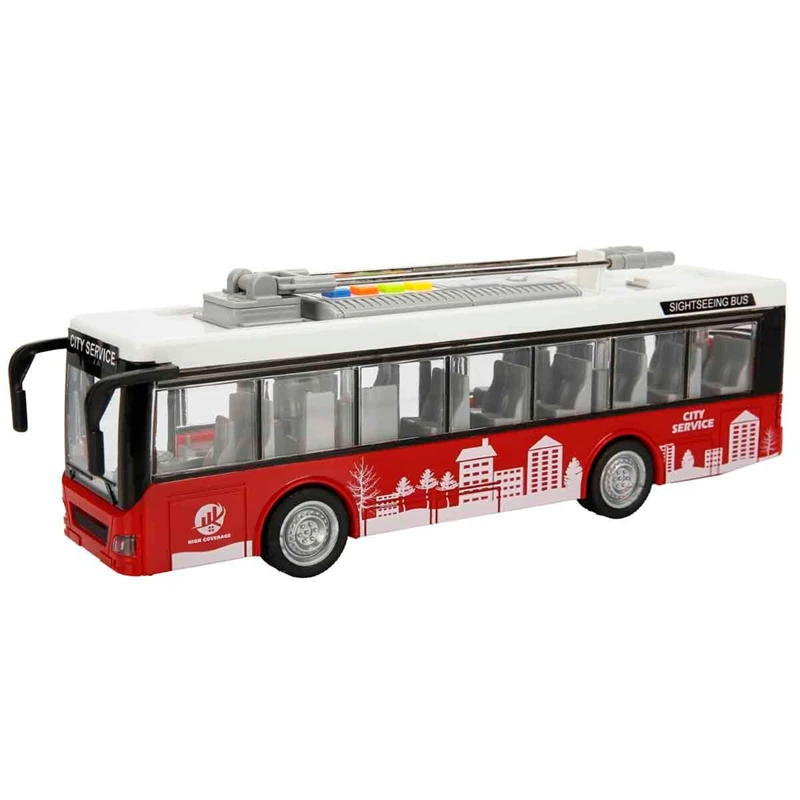 1:16 Maxx Wheels Sesli ve Işıklı Şehir Otobüsleri 28 cm - Kırmızı