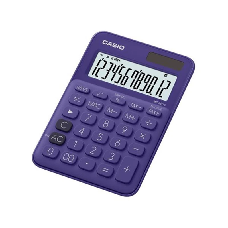 Casio MS-20UC-PL 12 Hane Mor Masa Üstü Hesap Makinesi