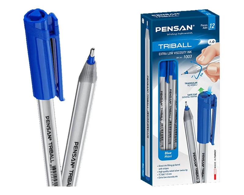 Pensan 01003 Triball Tükenmez Kalem 1Mm Mavi 12Li
