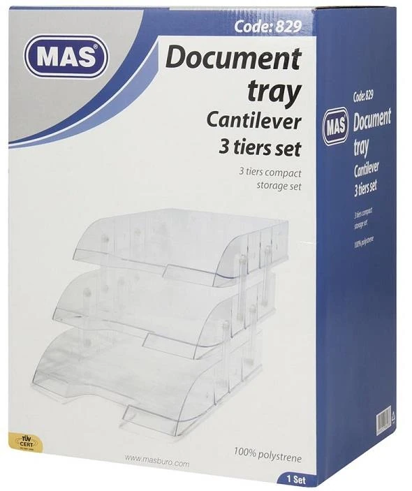 Mas Evrak Rafı Mafsallı 3 Lü Şeffaf 829