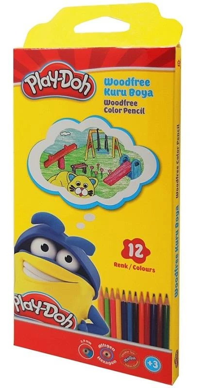 Play-Doh Kuru Boya 12 Renk Woodfree Altıgen Play- Ku029