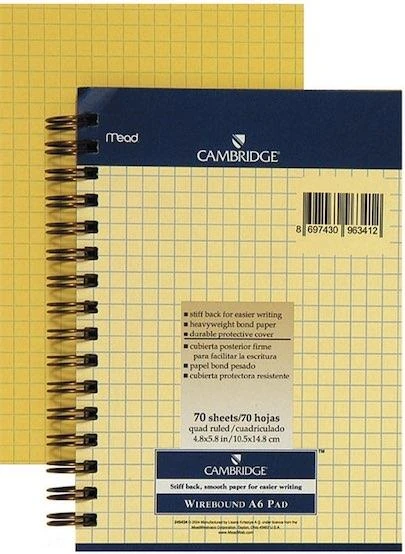 Mead Bloknot Cambrıdge Spiralli Karton Kapak A6 Sarı 70 Yp Kareli M-245434