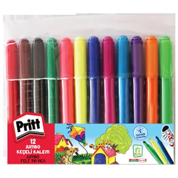 Pritt 1687975 Jumbo Yuvarlak Uç Keçeli Kalem 12 Renk 12*96