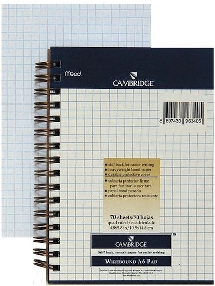 Mead Bloknot Cambrıdge Spiralli Karton Kapak A6 Beyaz 70 Yp Kareli M-245433