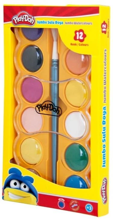 Play-Doh Suluboya 12 Renk Tablet Jumbo 40 Mm.Su007