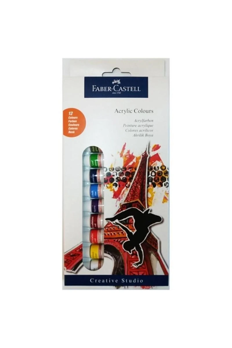 Faber-Castell Akrilik Boya 12  renk 12 ml tüp