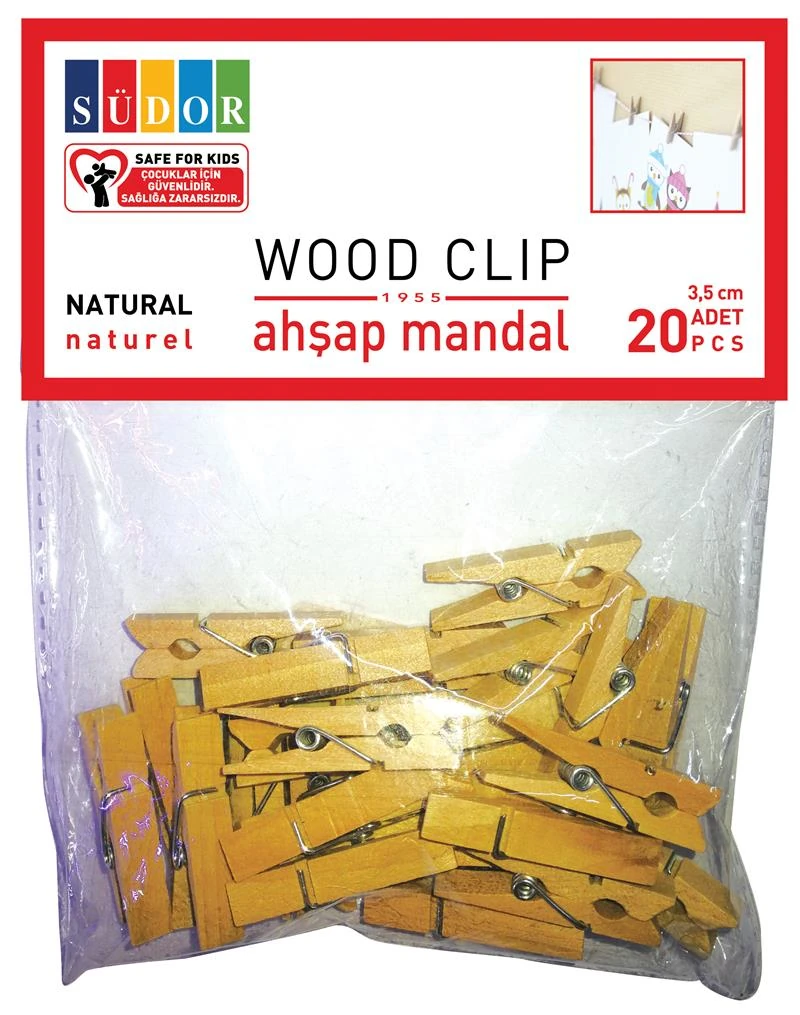 Südor Mandal Büyük Natürel Ahşap 3.5Cm 20Li Bs129