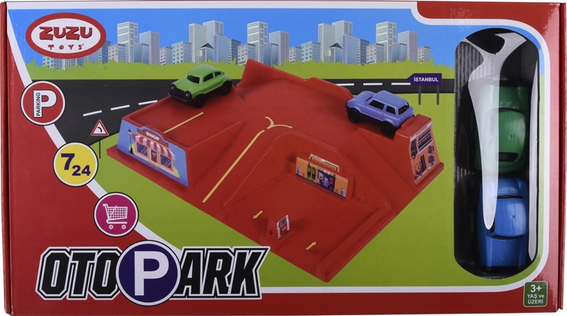 Zuzu Toys Kutulu Otopark Seti 3+ Yaş Kırmızı