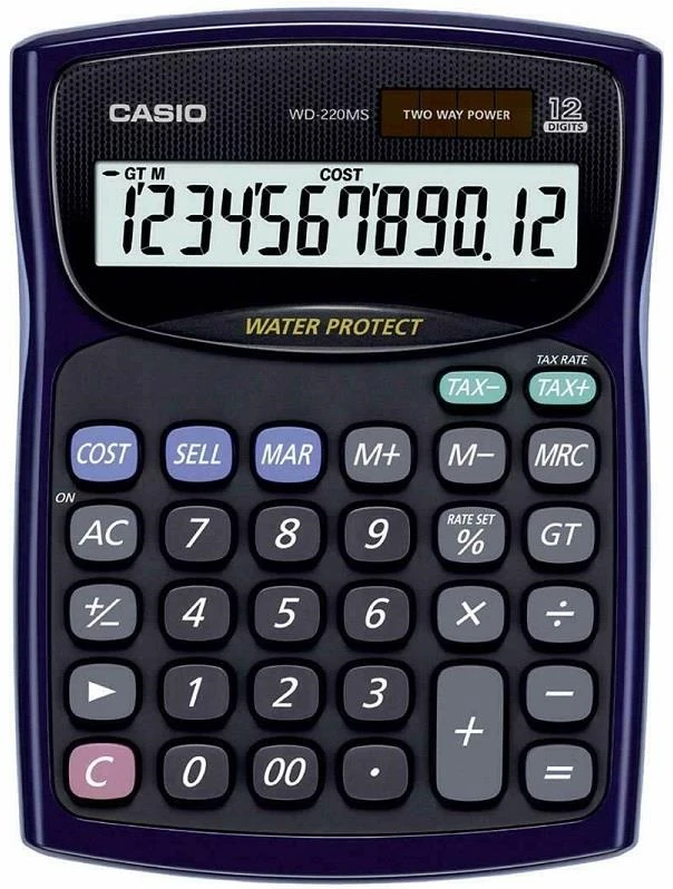 Casio WM-220MS-BU 12 Hane Masaüstü Hesap Makinesi