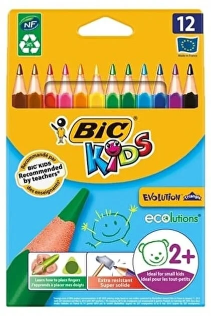 Bic 82973511 Evolutıon Üçgen Jumbo Kuru Boya 12Li