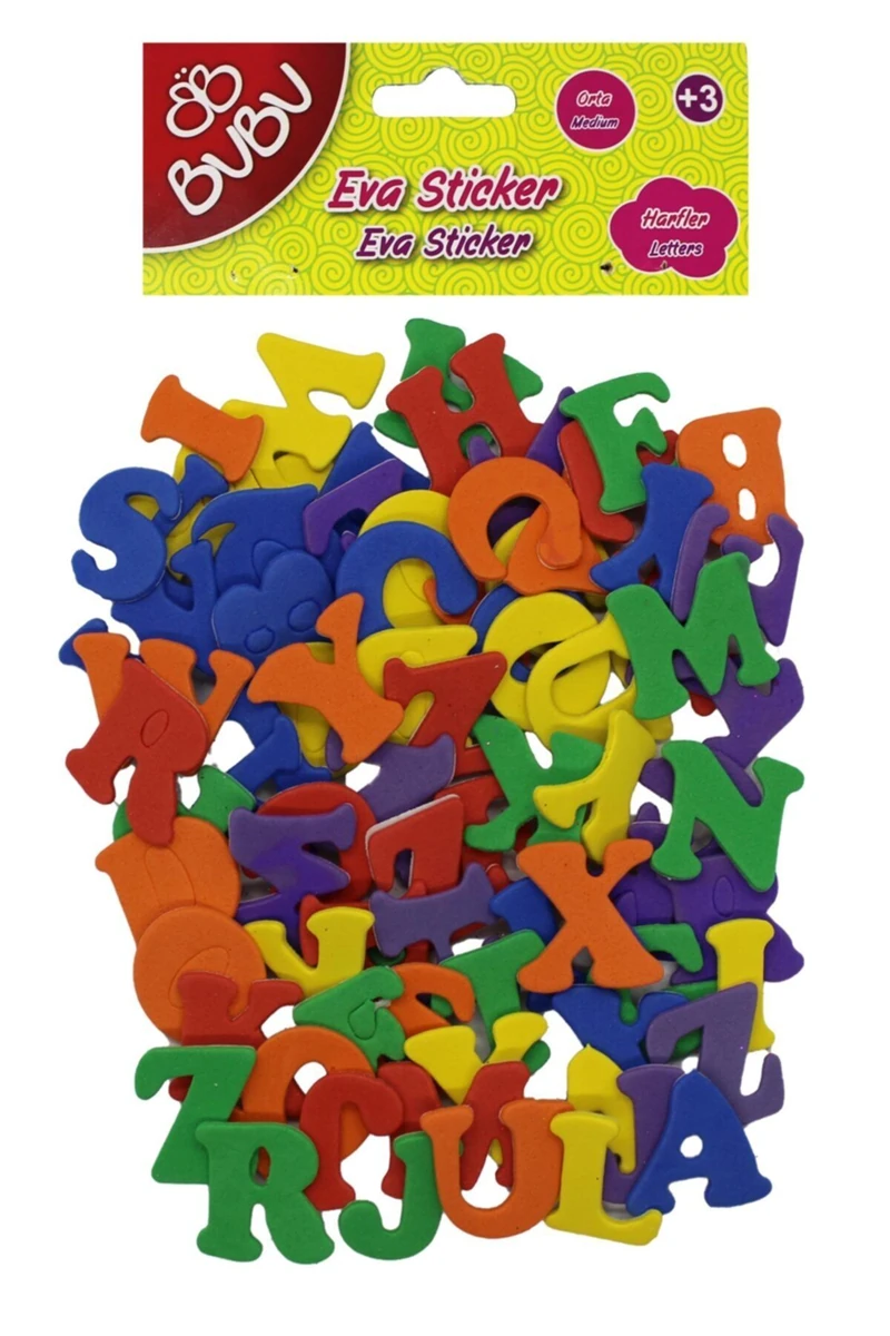 Bubu ST0099 Eva Sticker Harfler Orta Boy Karışık Renkler