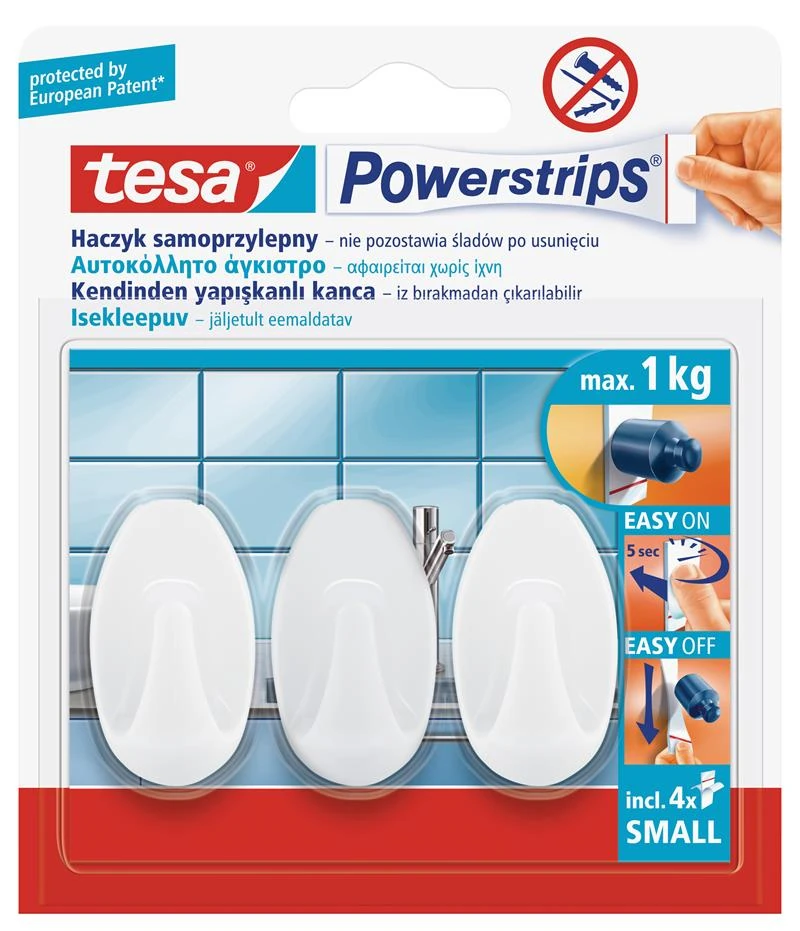 Tesa Askı Sökülebilir Oval K.Beyaz 57533-00100-01