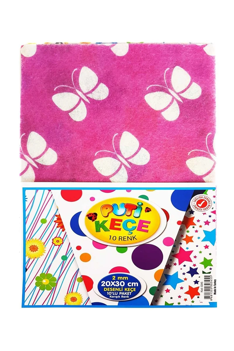 Puti Desenli A4 Keçe 10 Lu Karışık Renk