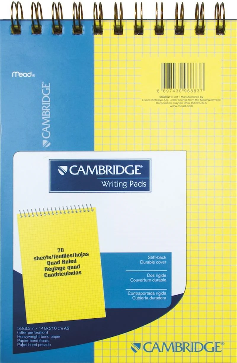 Mead Bloknot Cambrıdge Spiralli Karton Kapak A5 Sarı 70 Yp Kareli M-2538522
