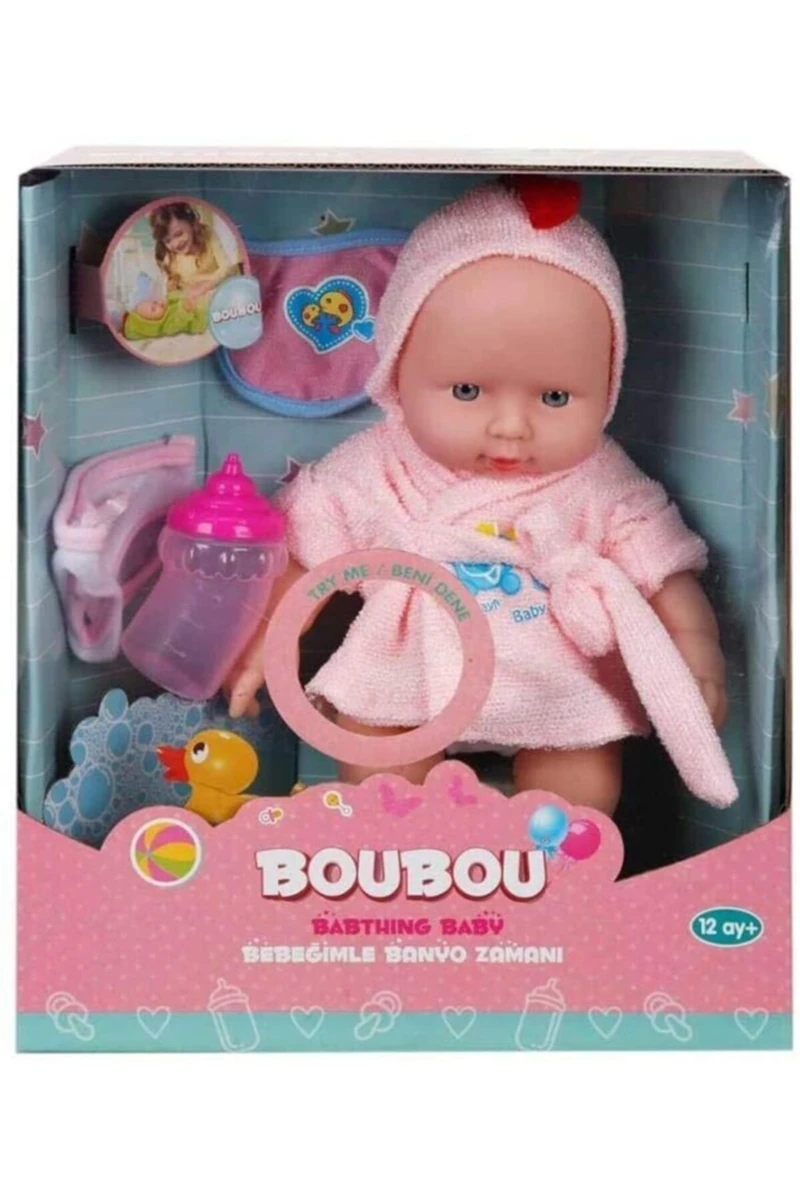 Boubou Bornozlu Sesli Bebek 26 cm / Pembe / Oyuncak Bebek