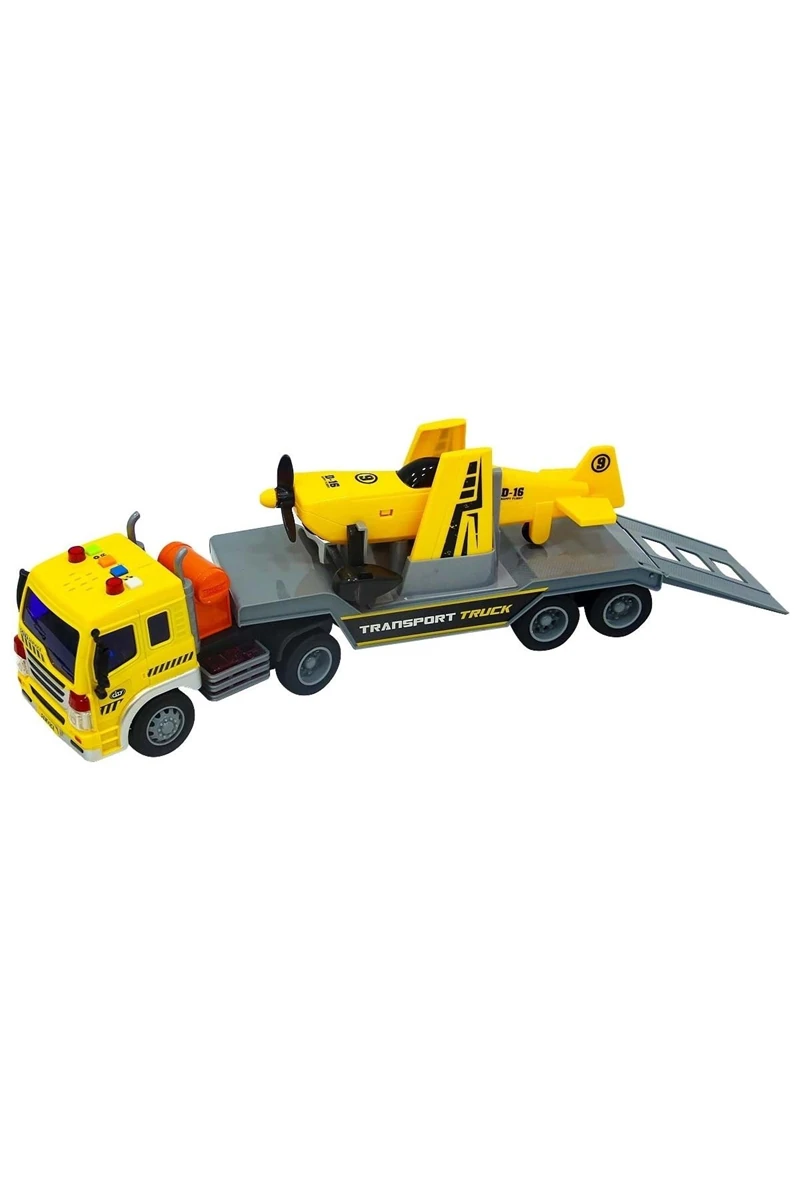 Maxx Wheels 1:16 Sesli ve Işıklı Transporter Tır 40 cm 23150 Turkuaz Uçak