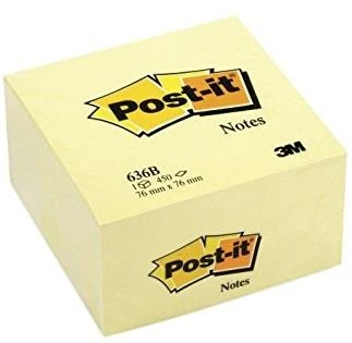 Post-It Yapışkanlı Küp Not 76X76 Sarı 450Yp 636B