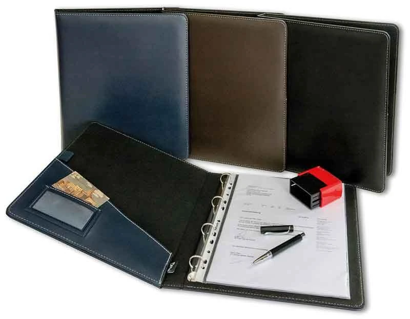 2K Klasör 4 Halka Suni Deri Mekanizmalı Lacivert 503L