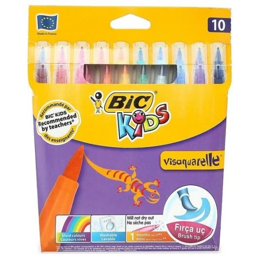 Bic 8289641 Vısa Fırça Uçlu Keçeli Boya Kalemi 10Lu