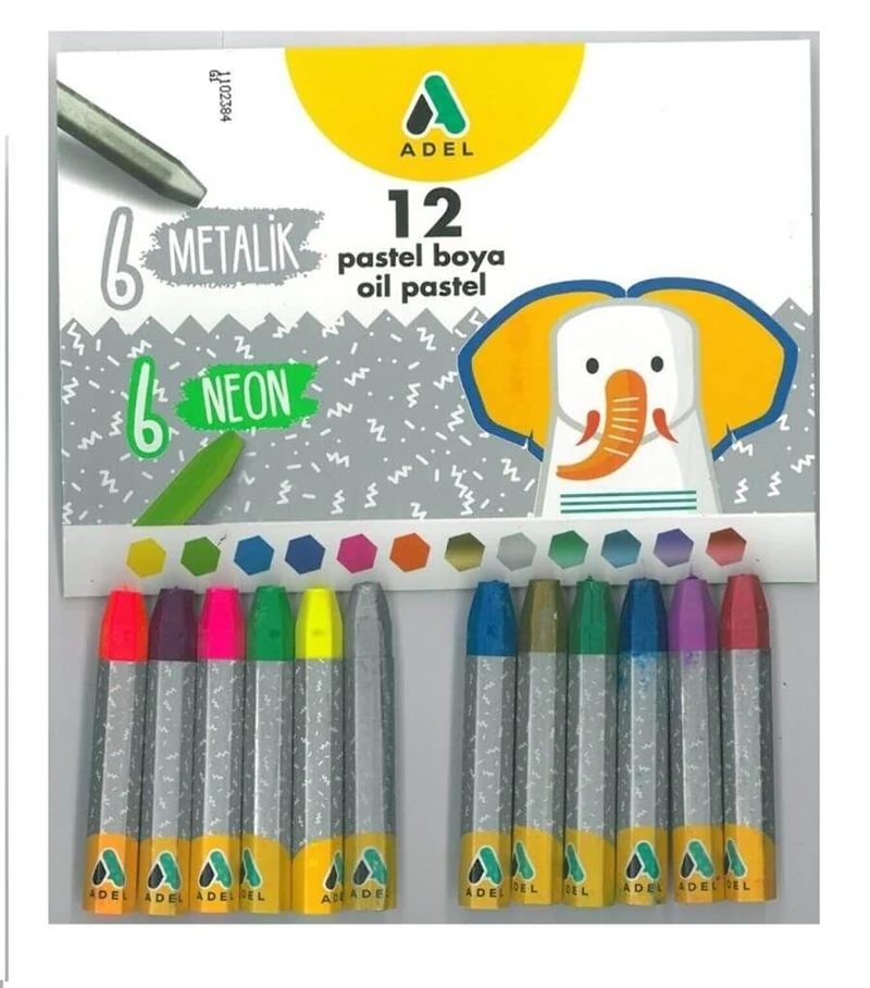 ADEL PASTEL BOYA 12 Lİ (6 NEON RENK + 6 METALİK RENK)