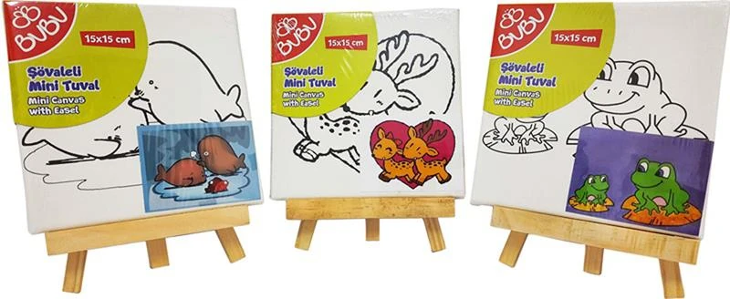 Bu-Bu Tuval 15X15 Mini Şovaleli Set Tu0018