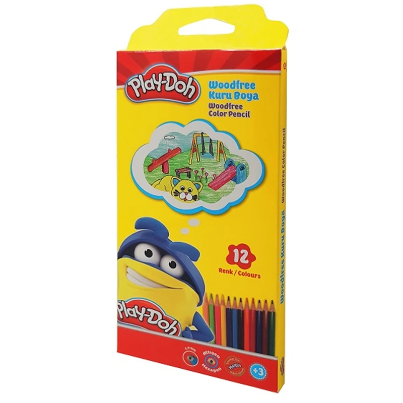 Play-Doh Kuru Boya 12 Renk Woodfree Altıgen Play- Ku029