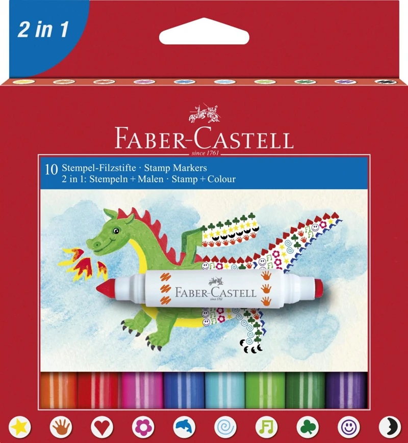 Faber-Castell 2IN1 Jumbo Keçeli Kalem, 10'lu