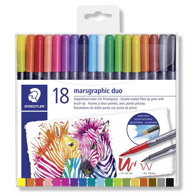 Staedtler 3001 Tb18 Marsgraphıc Duo Çift Taraflı Fırçalı Keçeli Kalem 1.0-6.0Mm 18Li