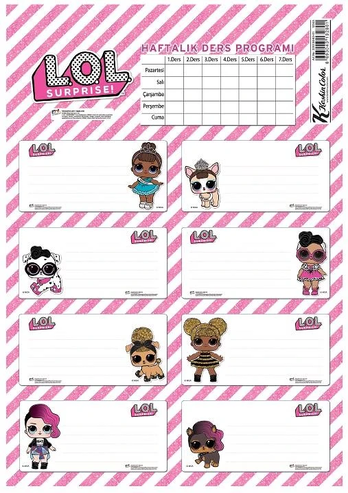 Keskin 220130-93 L.O.L. Ders Programlı 3Lü Etiket