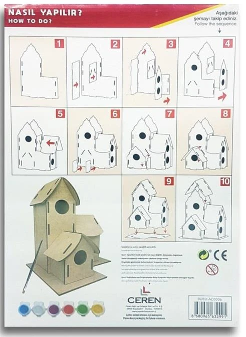 Bu-Bu Ahşap Boyama Kuş Evi Bubu-Ac0006