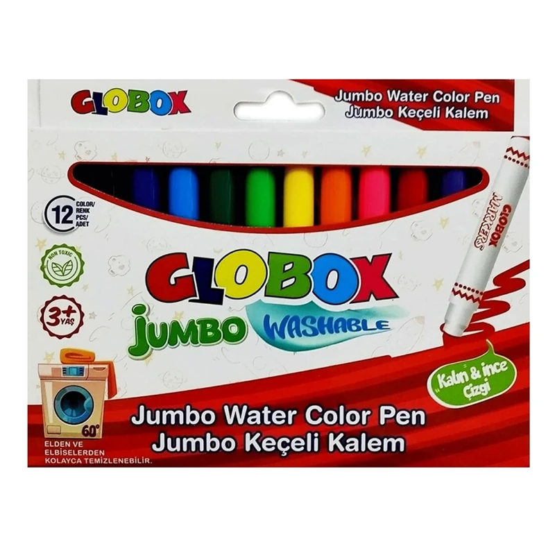 Globox 3379 Jumbo Yıkanabilir Keçeli Kalem 12Li