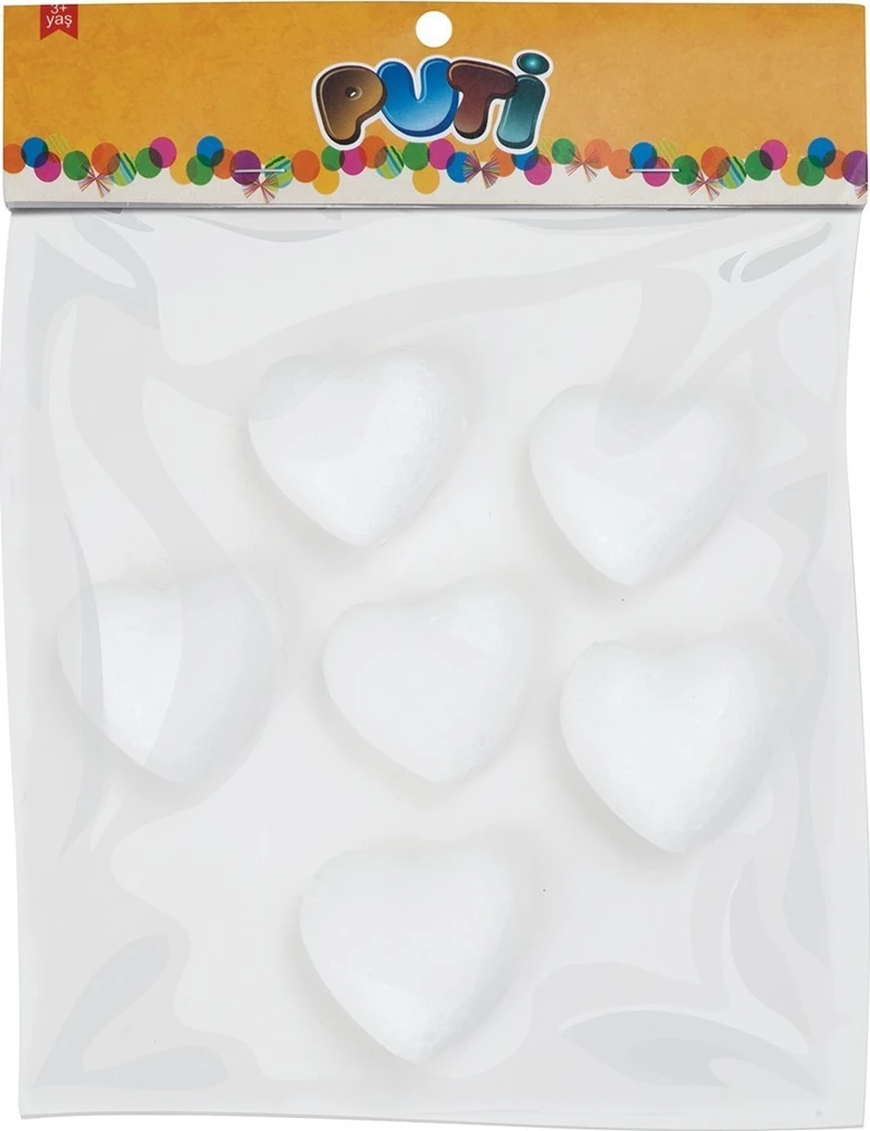 Puti Köpük Kalp 6,5Cm 6Lı