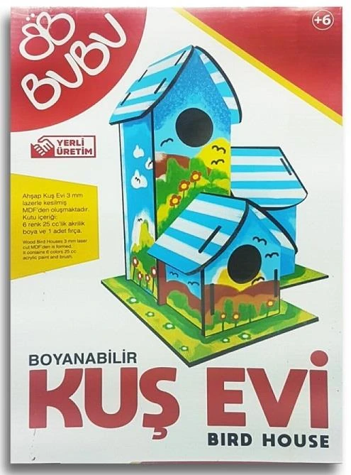 Bu-Bu Ahşap Boyama Kuş Evi Bubu-Ac0006