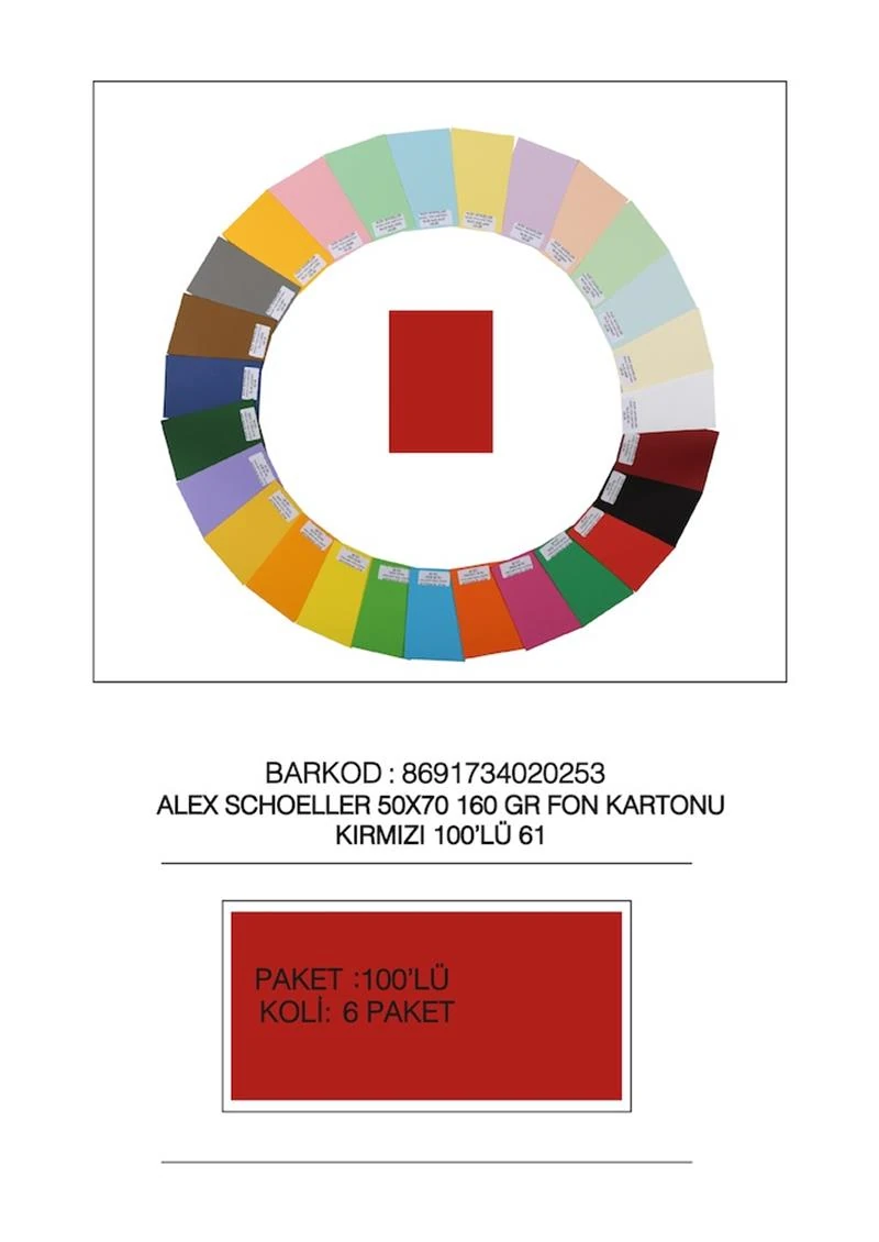 Alex Alx-1061 Fon Kartonu 50*70 160Gr Kırmızı 12