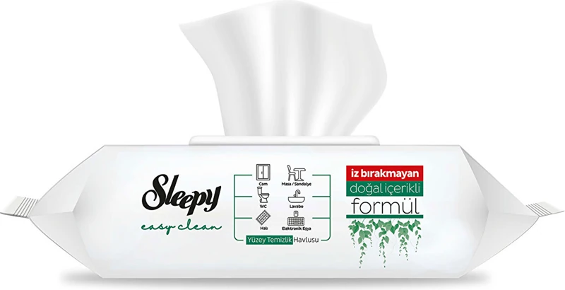Sleepy Easy Clean Yüzey Temizlik Havlusu 100 Lü Beyaz Sabun Katkılı (Yeşil)